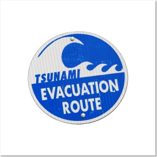 road sign tsunami (round, bolts) Posters and Art